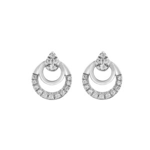 LADIES EARRINGS 0.13CT ROUND DIAMOND 14K WHITE GOLD