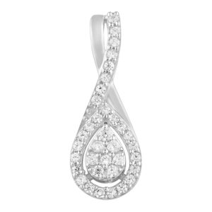 LADIES PENDANT WITH CHAIN 0.20CT ROUND DIAMOND 10K WHITE GOLD