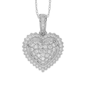 LADIES PENDANT WITH CHAIN 0.25CT ROUND DIAMOND 10K WHITE GOLD