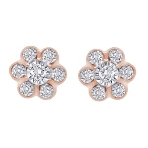 LADIES EARRINGS 0.25CT ROUND DIAMOND 10K ROSE GOLD