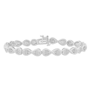 LADIES BRACELET 0.75CT ROUND/BAGUETTE DIAMOND 10K WHITE GOLD