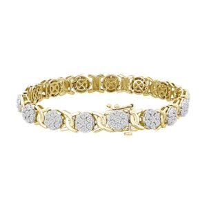 LADIES BRACELET 2.00CT ROUND DIAMOND 10K YELLOW GOLD
