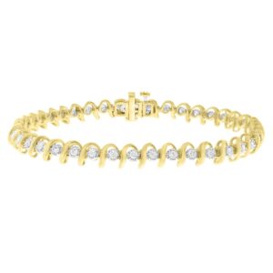 LADIES BRACELET 1.00CT ROUND DIAMOND 10K YELLOW GOLD