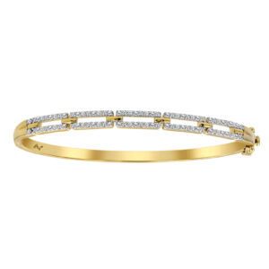 LADIES BANGLE 0.75CT ROUND DIAMOND 14K YELLOW GOLD