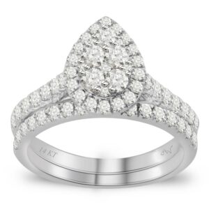 LADIES BRIDAL SET 1.25CT ROUND DIAMOND 14K WHITE GOLD
