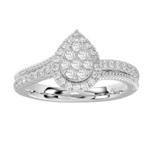LADIES RING 0.50CT ROUND DIAMOND 14K WHITE GOLD