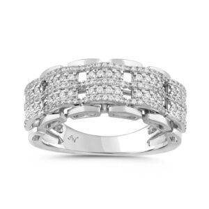 MEN'S RING 0.50CT ROUND DIAMOND 10K WHITE GOLD
