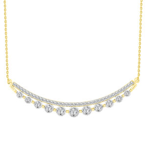 LADIES NECKLACE 0.75CT ROUND DIAMOND 14K YELLOW GOLD