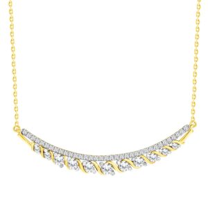 LADIES NECKLACE 0.75CT ROUND DIAMOND 14K YELLOW GOLD