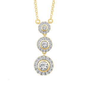 LADIES SEMI MOUNT NECKLACE 1.00CT ROUND DIAMOND 14K YELLOW GOLD