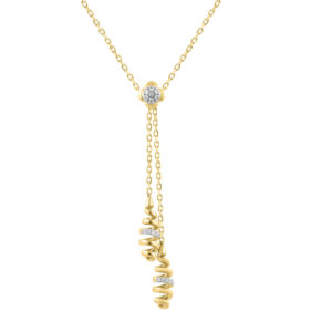 LADIES NECKLACE 0.10CT ROUND DIAMOND 10K YELLOW GOLD