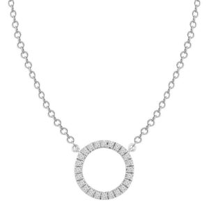 LADIES NECKLACE 0.15CT ROUND DIAMOND 10K WHITE GOLD