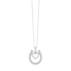 LADIES PENDANT WITH CHAIN 0.25CT ROUND DIAMOND 14K WHITE GOLD
