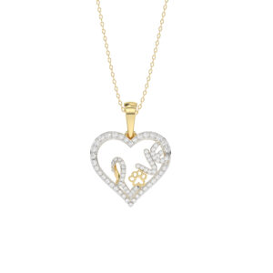 LADIES PENDANT 0.20CT ROUND DIAMOND 14K YELLOW GOLD