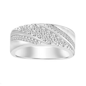 MEN'S  BAND 0.50CT ROUND DIAMOND 14K WHITE GOLD