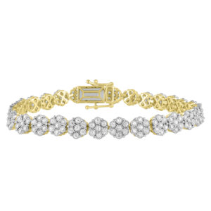 LADIES BRACELET 3.00CT ROUND DIAMOND 14K YELLOW GOLD