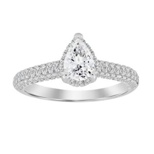 LADIES RING 1.25CT ROUND DIAMOND 14K WHITE GOLD (SI QUALITY) (CENTER STONE 0.75CT PEAR DIAMOND)
