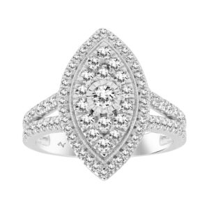 LADIES RING 1.00CT ROUND DIAMOND 14K WHITE GOLD