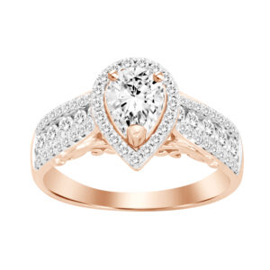 LADIES RING 1.50CT ROUND/PEAR DIAMOND 14K ROSE GOLD (CENTER STONE 0.75CT PEAR DIAMOND)