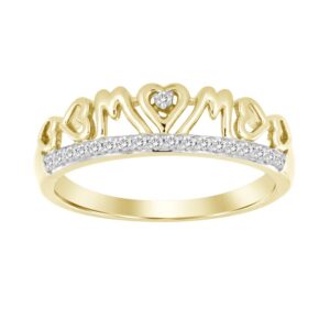 LADIES BAND 0.10CT ROUND DIAMOND 10K YELLOW GOLD