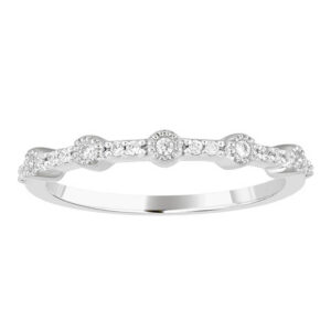 LADIES BAND 0.10CT ROUND DIAMOND 14K WHITE GOLD