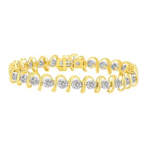 LADIES BRACELET 5.00CT ROUND DIAMOND 14K YELLOW GOLD