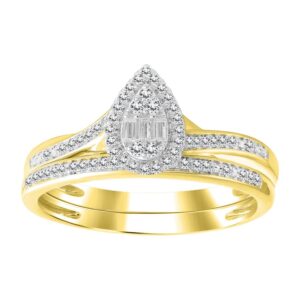 LADIES BRIDAL SET 0.15CT ROUND DIAMOND 10K YELLOW GOLD