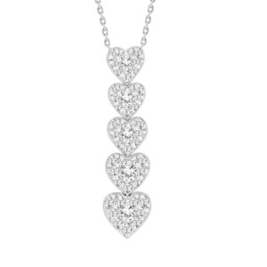 LADIES PENDANT WITH CHAIN 0.50CT ROUND DIAMOND 10K WHITE GOLD