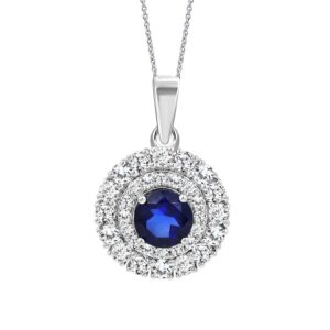 LADIES PENDANT WITH CHAIN 1.80CT ROUND DIAMOND 14K WHITE GOLD