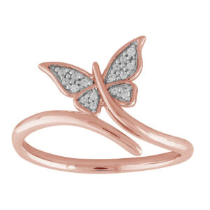 LADIES RING 0.05CT ROUND DIAMOND 10K ROSE GOLD