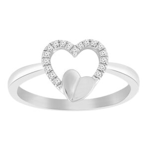 LADIES RING 0.05CT ROUND DIAMOND 10K WHITE GOLD