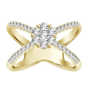 LADIES FASHION RING 0.50CT ROUND DIAMOND 14K YELLOW GOLD