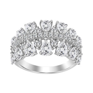 LADIES RING 2.80CT ROUND/PEAR DIAMOND 14K WHITE GOLD