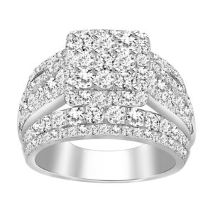 LADIES RING 3.00CT ROUND DIAMOND 10K WHITE GOLD