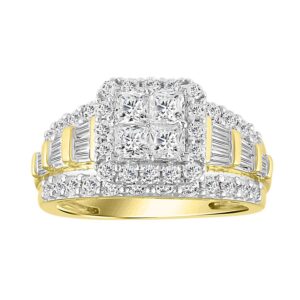 LADIES RING 3.00CT ROUND/PRINCESS/BAGUETTE DIAMOND 14K YELLOW GOLD