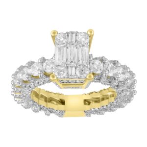 LADIES RING 3.15CT ROUND/BAGUETTE DIAMOND 10K YELLOW GOLD