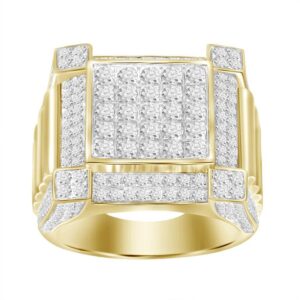 MEN'S RING 2.50CT ROUND DIAMOND 14K YELLOW GOLD