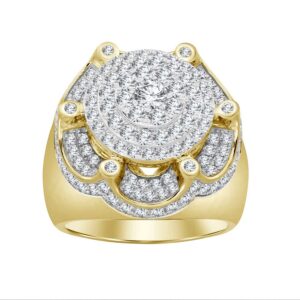 MEN'S RING 2.55CT ROUND DIAMOND 10K YELLOW GOLD