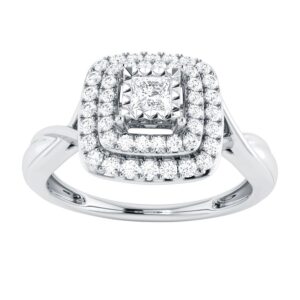 LADIES RING 0.25CT ROUND/PRINCESS DIAMOND 10K WHITE GOLD