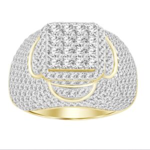 MEN'S RING 4.00CT ROUND DIAMOND 10K YELLOW GOLD