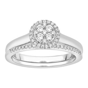 LADIES BRIDAL SET 0.33CT ROUND DIAMOND 14K WHITE GOLD