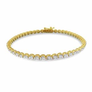 LADIES BRACELET 1.00CT ROUND DIAMOND 14K YELLOW GOLD
