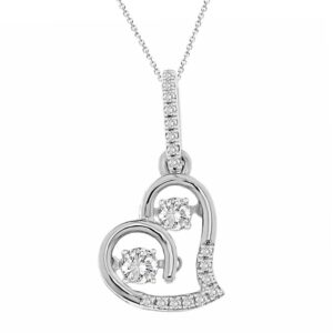 LADIES PENDANT WITH CHAIN 0.25CT ROUND DIAMOND 10K WHITE GOLD
