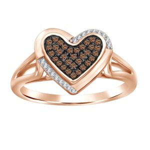 LADIES RING 0.15CT ROUND DARK BROWN DIAMOND 10K ROSE GOLD