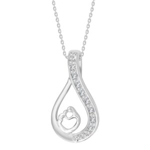 LADIES PENDANT WITH CHAIN 0.03CT ROUND DIAMOND STERLING SILVER/WHITE GOLD
