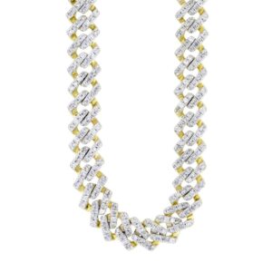 MEN'S NECKLACE 9.50CT ROUND DIAMOND 10K YELLOW GOLD