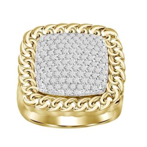 MEN'S RING 1.30CT ROUND DIAMOND 10K YELLOW GOLD
