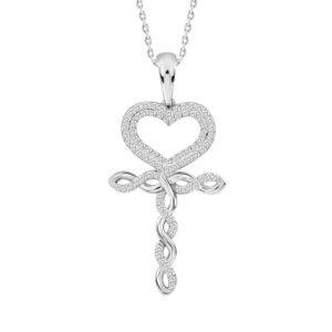 LADIES PENDANT 0.40CT ROUND DIAMOND 10K WHITE GOLD