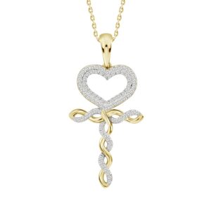 LADIES PENDANT 0.40CT ROUND DIAMOND 10K YELLOW GOLD
