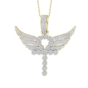 MEN'S PENDANT 3.00CT ROUND DIAMOND 10K YELLOW GOLD